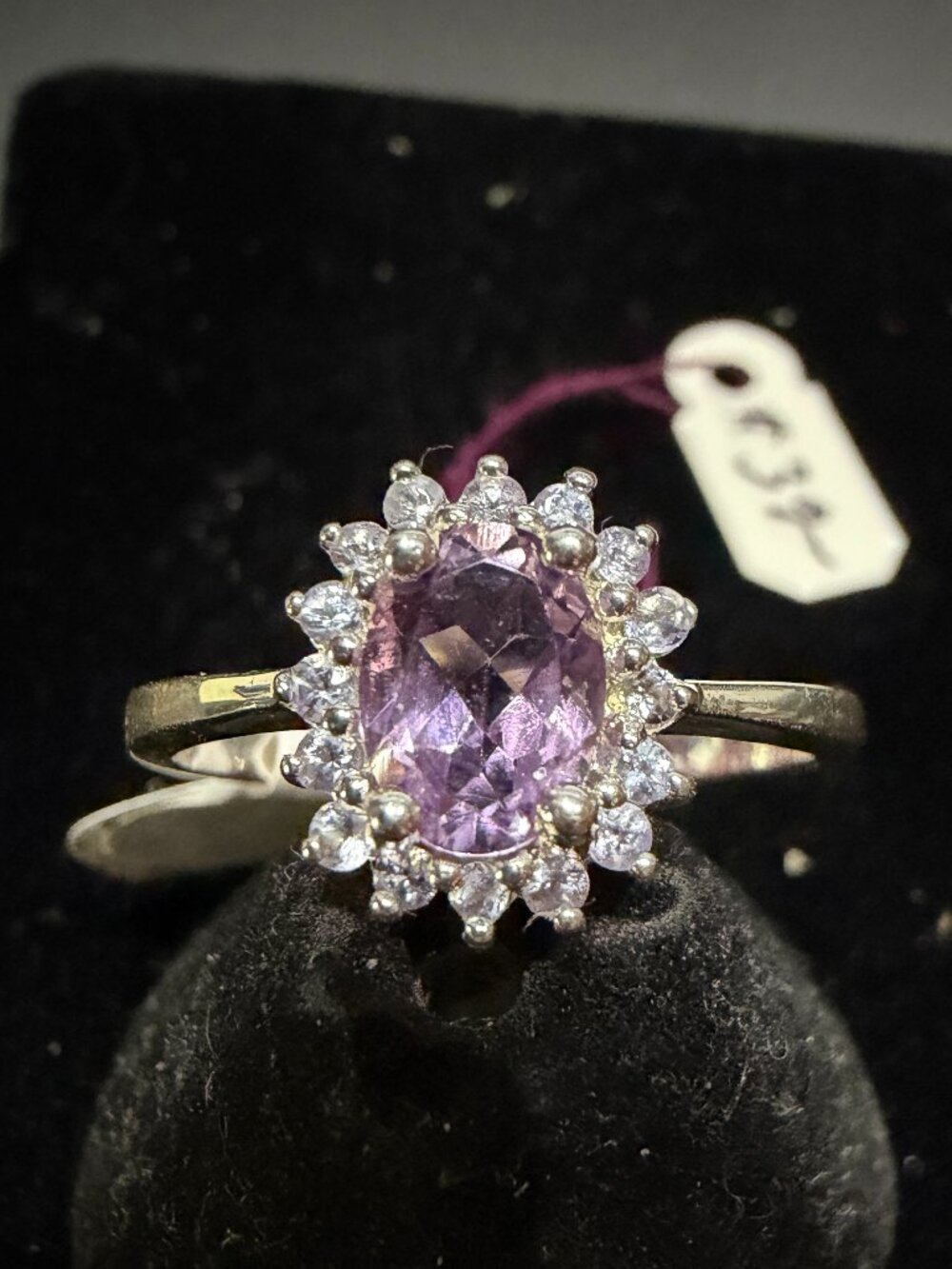 Amethyst with crystal accents Size 11. Set in Sterling
